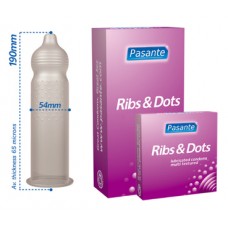 Pasante Ribs & Dots Condoms - 12 pieces
